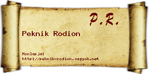 Peknik Rodion névjegykártya